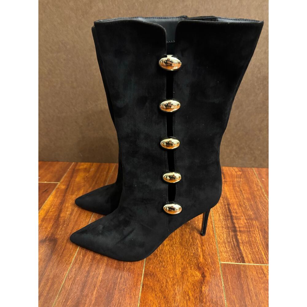 Katy Perry Women’s The Revival Pointed Toe Mid Calf Boots Black Heels Size 11 - Picture 3 of 7